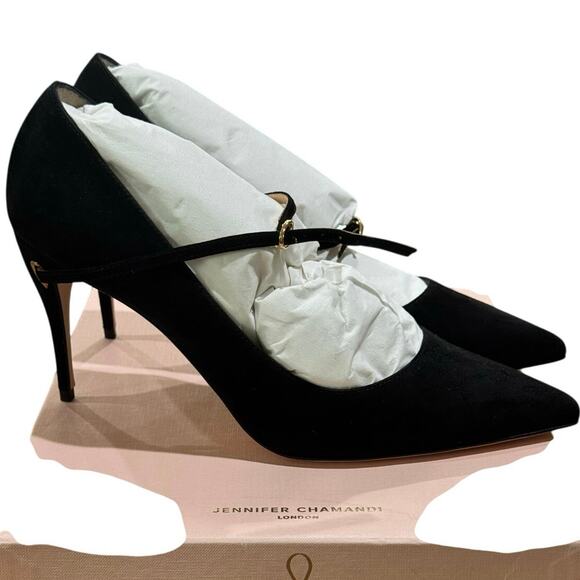 Jennifer Chamandi Lorenzo 85mm Black Suede Pumps sz. 39.5 eu - Picture 6 of 9